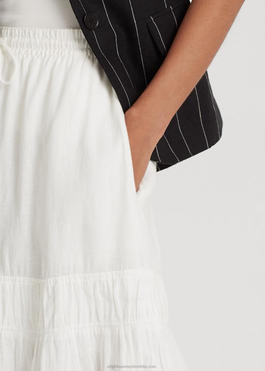 maxifalda de lino a capas mujer blanco Ralph Lauren 2XR2V3876