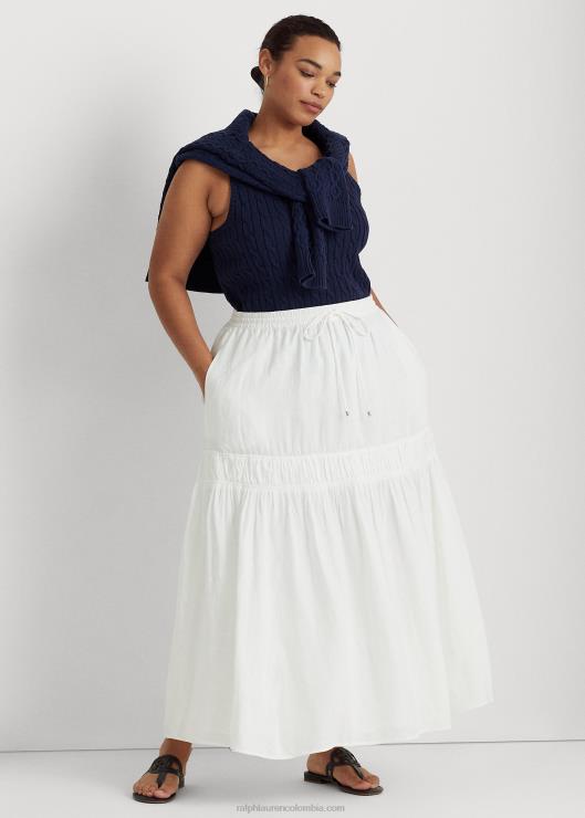 maxifalda de lino a capas mujer blanco Ralph Lauren 2XR2V4556