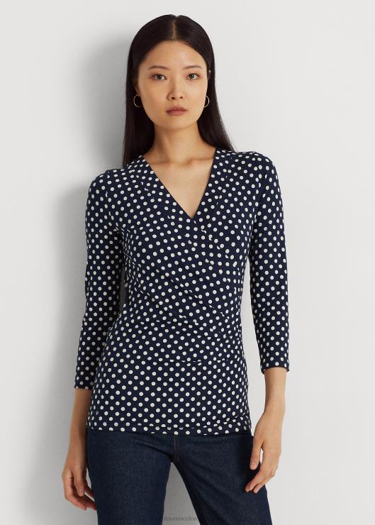 top de jersey con sobrepelliz de lunares mujer azul marino/crema Ralph Lauren 2XR2V3955