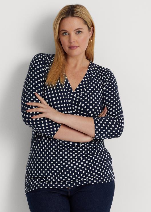 top de jersey con sobrepelliz de lunares mujer azul marino/crema Ralph Lauren 2XR2V4594