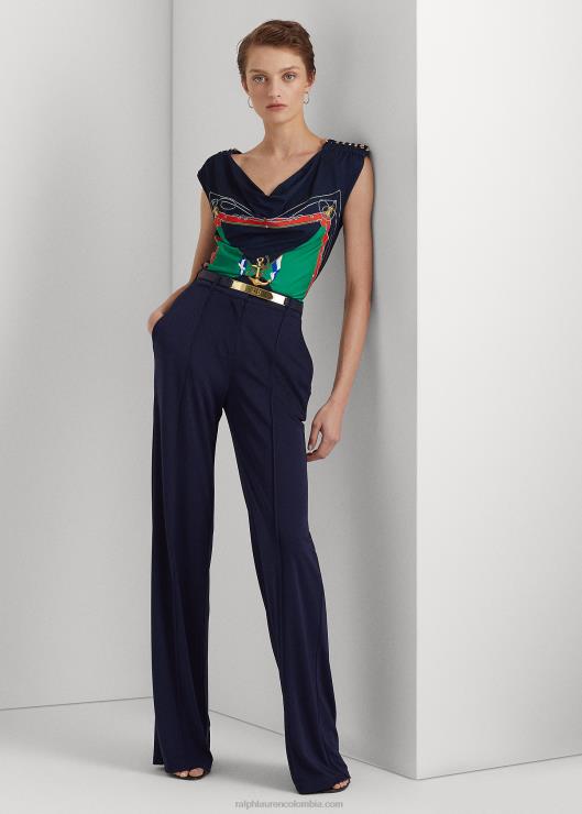 top estampado sin mangas con cuello vuelto mujer azul marino/verde multicolor Ralph Lauren 2XR2V4847