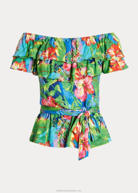 top floral con hombros descubiertos mujer verde/azul multicolor Ralph Lauren 2XR2V3839