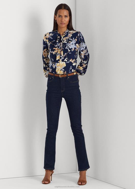 top floral con lazo en el cuello mujer azul marino multi Ralph Lauren 2XR2V4392