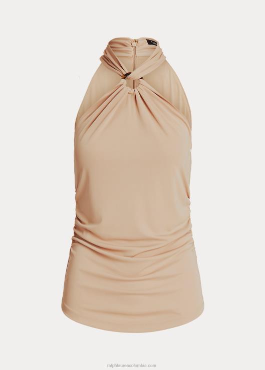 top halter de jersey elástico con anillas en la parte delantera mujer bronceado de abedul Ralph Lauren 2XR2V3797