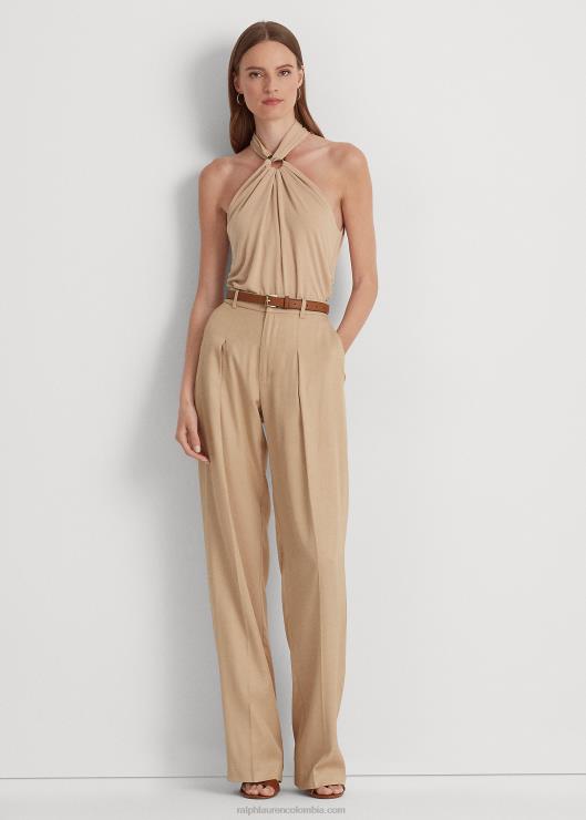 top halter de jersey elástico con anillas en la parte delantera mujer bronceado de abedul Ralph Lauren 2XR2V3797