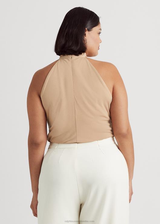 top halter de jersey elástico con anillas en la parte delantera mujer bronceado de abedul Ralph Lauren 2XR2V4506