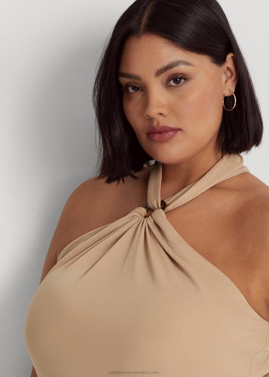 top halter de jersey elástico con anillas en la parte delantera mujer bronceado de abedul Ralph Lauren 2XR2V4506