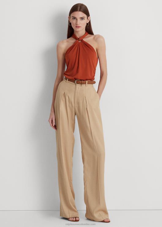 top halter de jersey elástico con anillas en la parte delantera mujer piedra solar roja Ralph Lauren 2XR2V4303