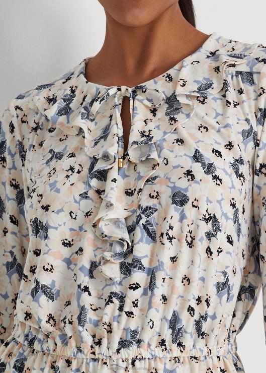top peplum de jersey floral con lazo en el cuello mujer multi azul Ralph Lauren 2XR2V4435