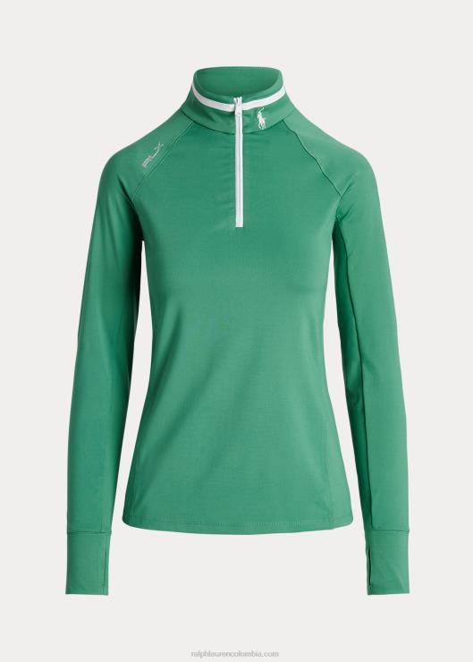 jersey de punto elástico con media cremallera mujer verde balsa/blanco cerámica Ralph Lauren 2XR2V9409