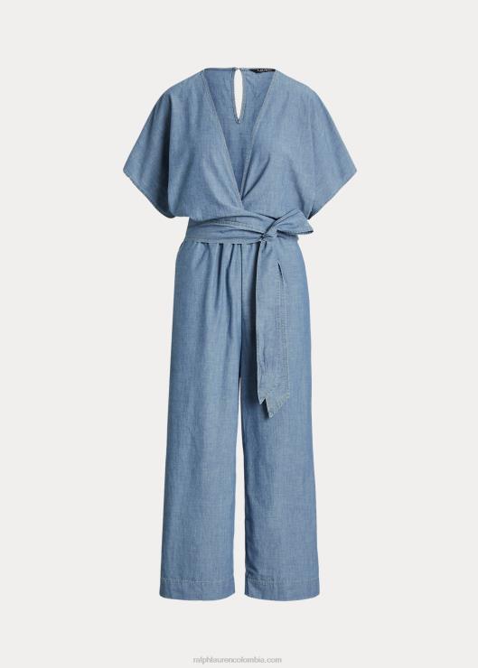 jumpsuit cruzado de cambray con cinturón mujer lavado de arroyo salado Ralph Lauren 2XR2V4380