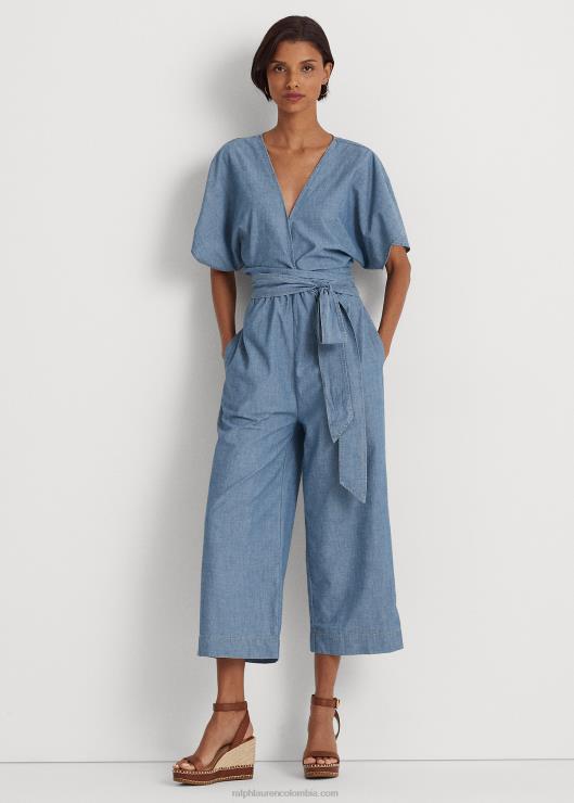 jumpsuit cruzado de cambray con cinturón mujer lavado de arroyo salado Ralph Lauren 2XR2V4380