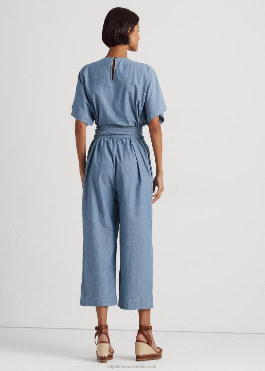 jumpsuit cruzado de cambray con cinturón mujer lavado de arroyo salado Ralph Lauren 2XR2V4380