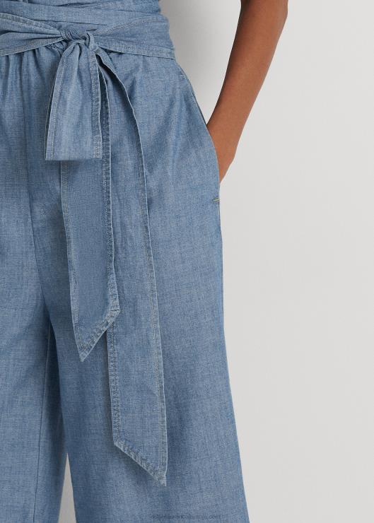 jumpsuit cruzado de cambray con cinturón mujer lavado de arroyo salado Ralph Lauren 2XR2V4380