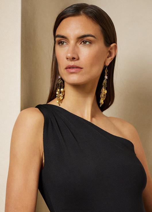 mono de suéter de seda con un hombro mujer negro Ralph Lauren 2XR2V3600