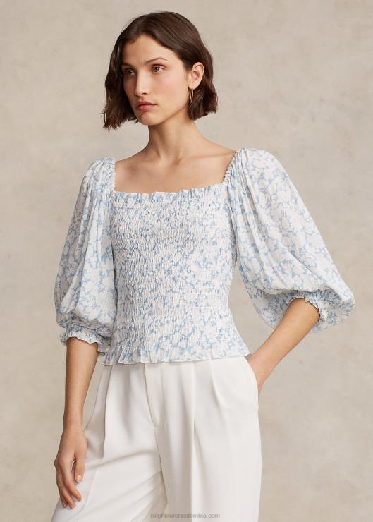 top floral de crepé con manga blusón mujer estampado floral de nubes Ralph Lauren 2XR2V9190
