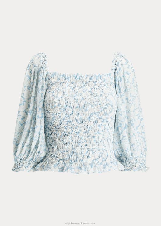 top floral de crepé con manga blusón mujer estampado floral de nubes Ralph Lauren 2XR2V9190