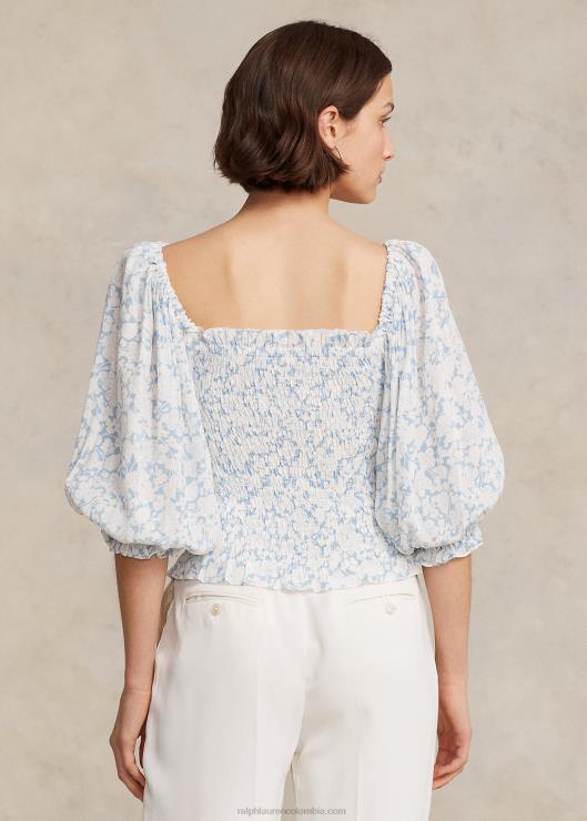 top floral de crepé con manga blusón mujer estampado floral de nubes Ralph Lauren 2XR2V9190