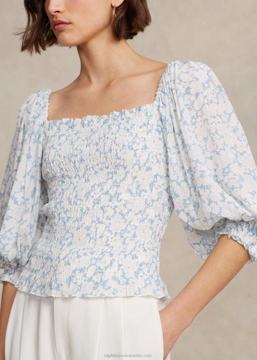 top floral de crepé con manga blusón mujer estampado floral de nubes Ralph Lauren 2XR2V9190
