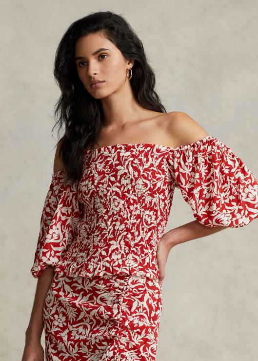 top floral de crepé con manga blusón mujer lirio de primavera floral Ralph Lauren 2XR2V9189