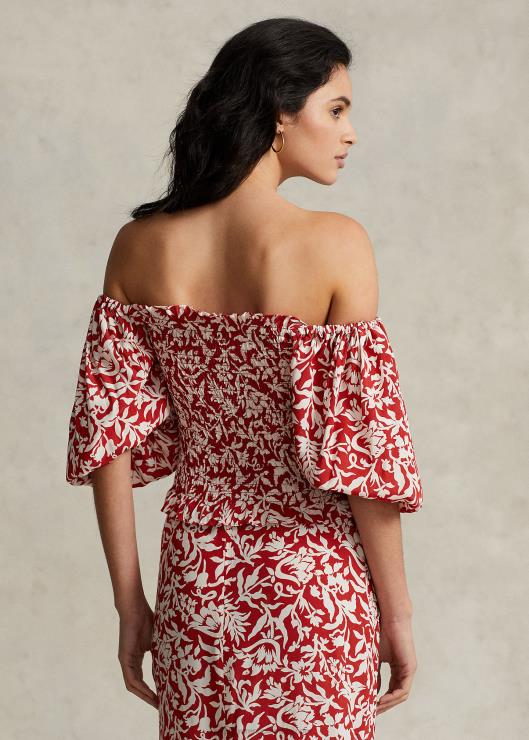 top floral de crepé con manga blusón mujer lirio de primavera floral Ralph Lauren 2XR2V9189