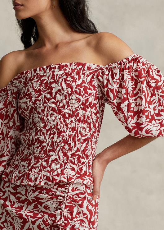 top floral de crepé con manga blusón mujer lirio de primavera floral Ralph Lauren 2XR2V9189