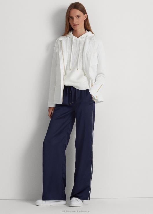 pantalones anchos charmeuse con raya lateral mujer azul marino refinado/blanco Ralph Lauren 2XR2V4879