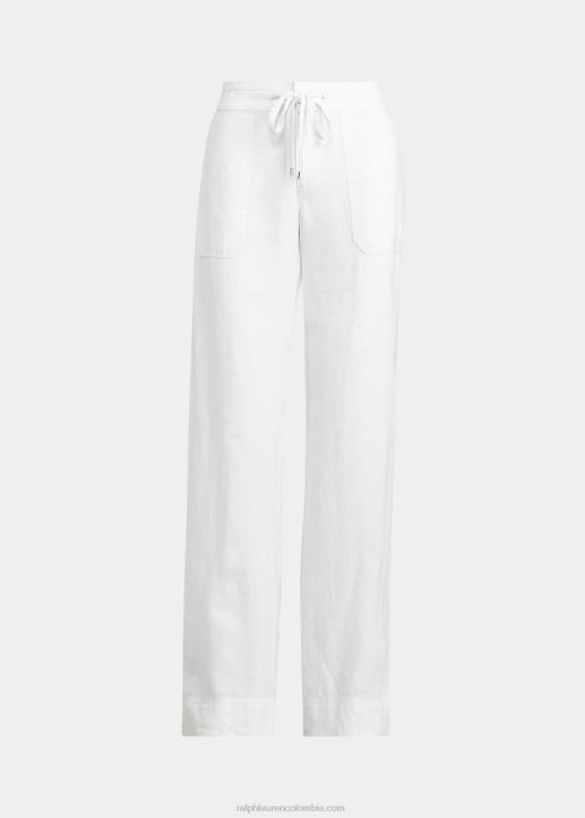 pantalón ancho de lino mujer blanco Ralph Lauren 2XR2V3964