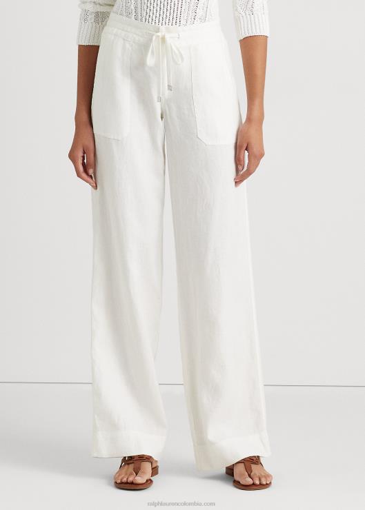 pantalón ancho de lino mujer blanco Ralph Lauren 2XR2V3964