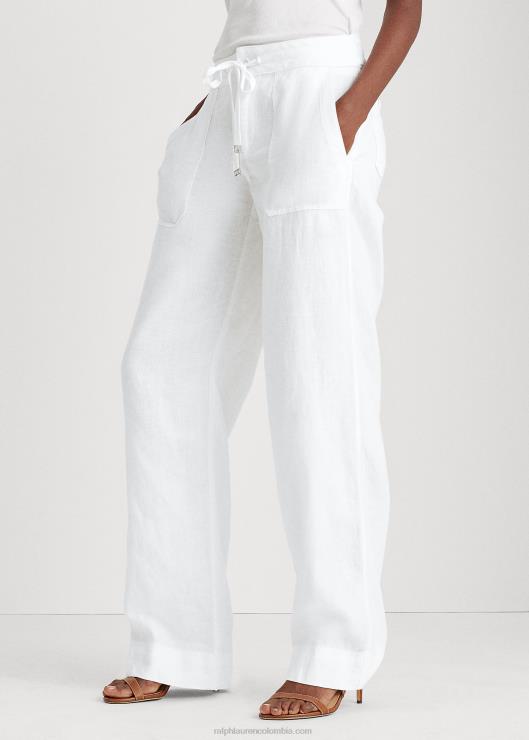 pantalón ancho de lino mujer blanco Ralph Lauren 2XR2V3964
