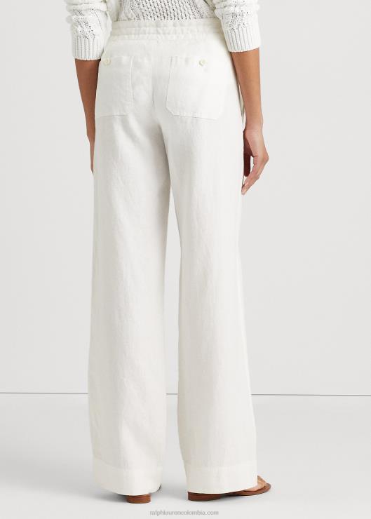 pantalón ancho de lino mujer blanco Ralph Lauren 2XR2V4421