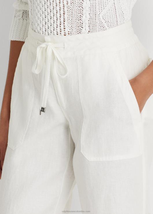 pantalón ancho de lino mujer blanco Ralph Lauren 2XR2V4421
