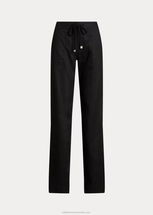 pantalón ancho de lino mujer negro Ralph Lauren 2XR2V4374