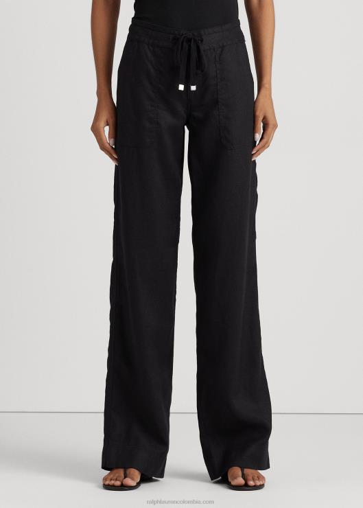 pantalón ancho de lino mujer negro Ralph Lauren 2XR2V4374