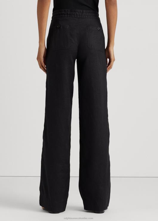 pantalón ancho de lino mujer negro Ralph Lauren 2XR2V4374