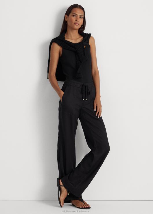 pantalón ancho de lino mujer negro Ralph Lauren 2XR2V9430