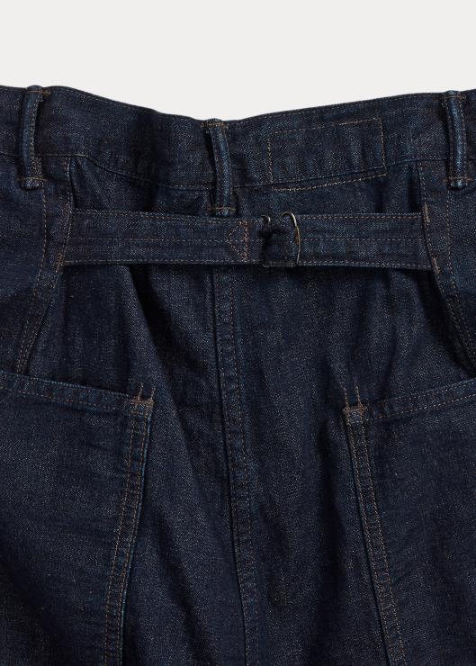 pantalón ancho de mezclilla de algodón y lino mujer índigo Ralph Lauren 2XR2V3665