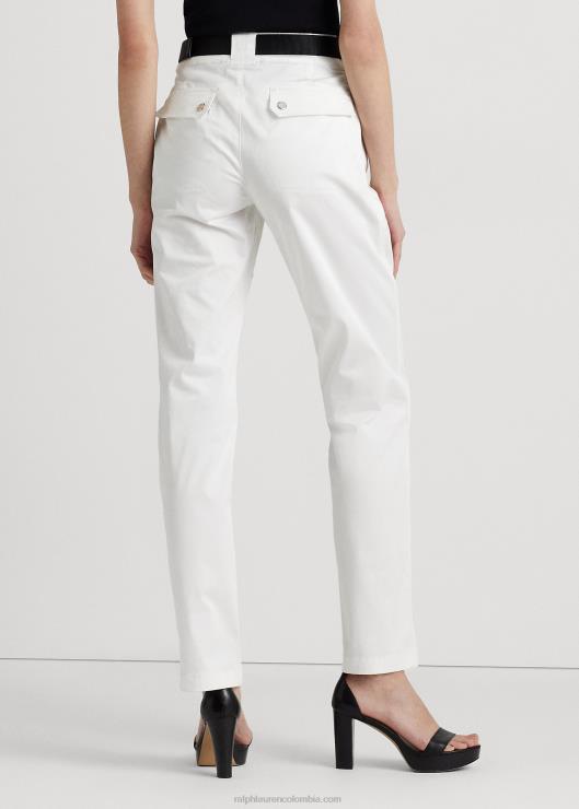 pantalón cargo de satén con cinturón mujer blanco Ralph Lauren 2XR2V3863