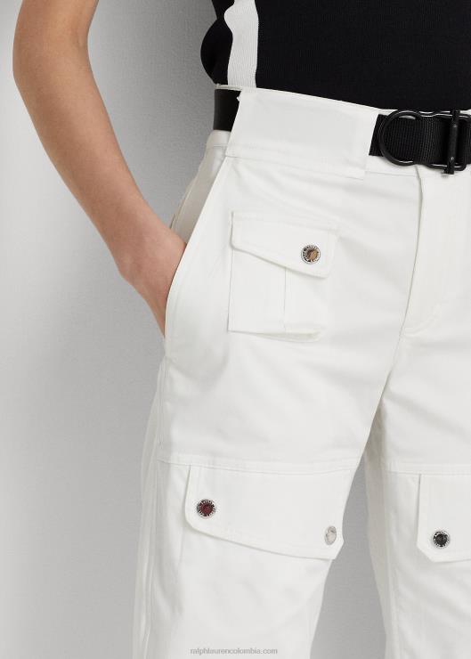 pantalón cargo de satén con cinturón mujer blanco Ralph Lauren 2XR2V3863