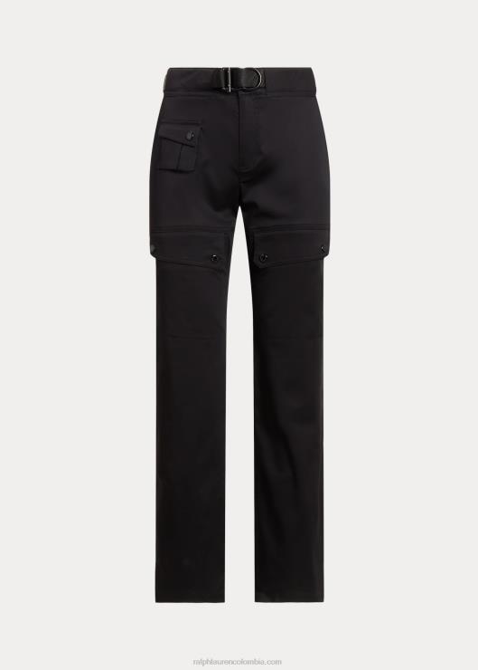 pantalón cargo de satén con cinturón mujer negro Ralph Lauren 2XR2V3862