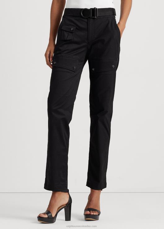 pantalón cargo de satén con cinturón mujer negro Ralph Lauren 2XR2V3862