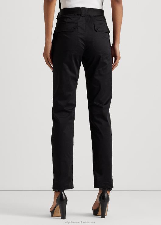 pantalón cargo de satén con cinturón mujer negro Ralph Lauren 2XR2V3862