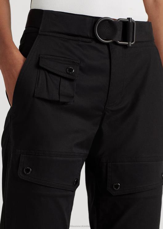 pantalón cargo de satén con cinturón mujer negro Ralph Lauren 2XR2V3862