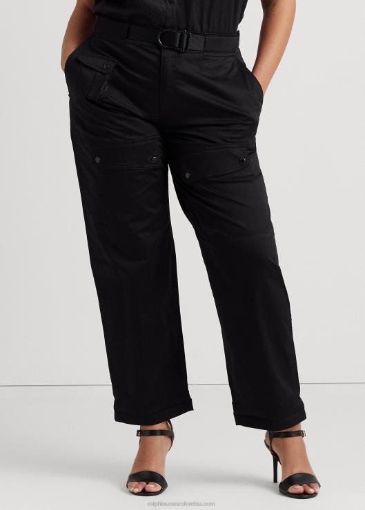 pantalón cargo de satén con cinturón mujer negro Ralph Lauren 2XR2V4555