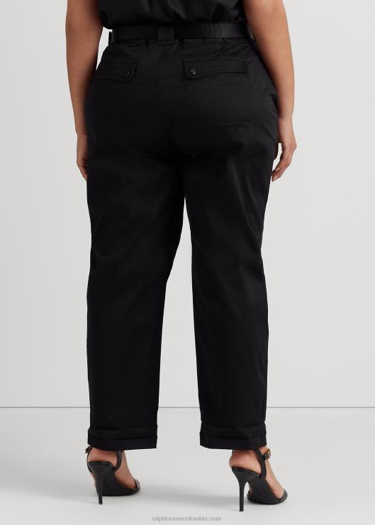 pantalón cargo de satén con cinturón mujer negro Ralph Lauren 2XR2V4555