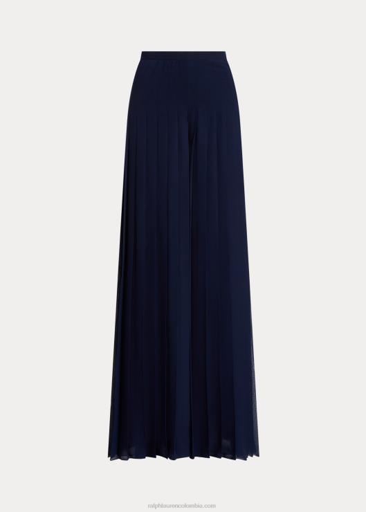 pantalón de gasa plisado zelah mujer marina de lujo Ralph Lauren 2XR2V3510