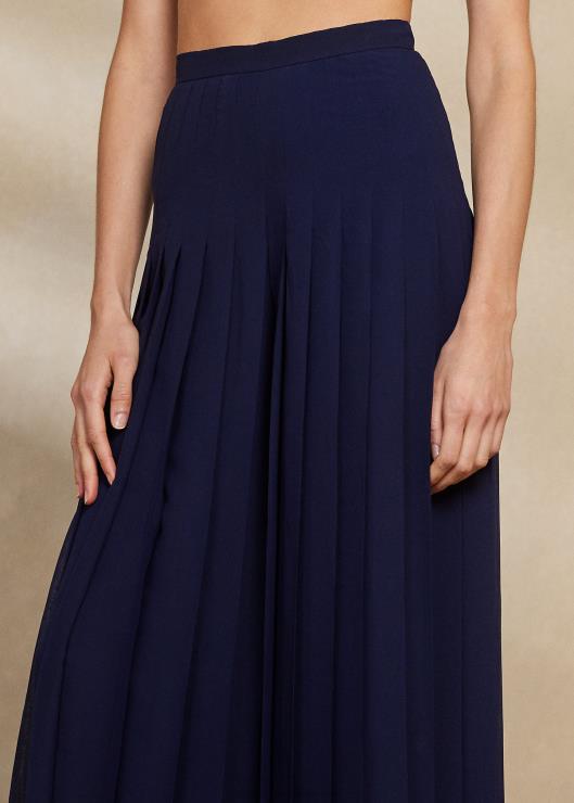 pantalón de gasa plisado zelah mujer marina de lujo Ralph Lauren 2XR2V3510