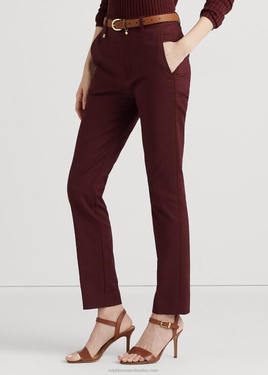 pantalón en mezcla de algodón elástico mujer borgoña de la vendimia Ralph Lauren 2XR2V4819