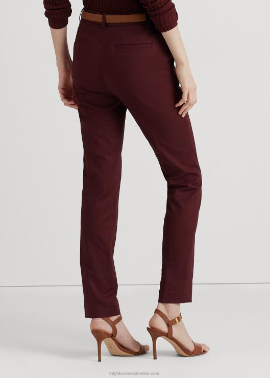 pantalón en mezcla de algodón elástico mujer borgoña de la vendimia Ralph Lauren 2XR2V4819