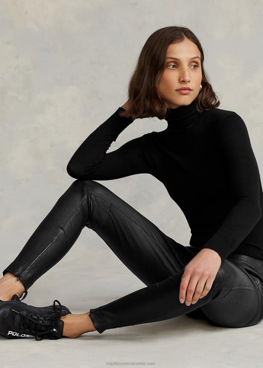 pantalón pitillo de cuero mujer negro Ralph Lauren 2XR2V3342